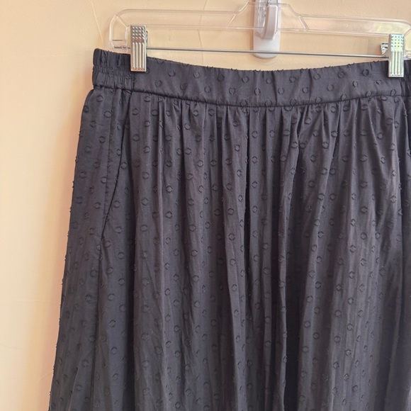 J Crew Black Swiss Dot Ruffle Trim Cotton Midi Skirt Womens Size 8 Elastic Waist - Picture 6 of 12